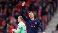 Bayern Munich's Robert Lewandowski reacts REUTERS/Wolfgang Rattay 