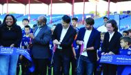 PSG Brand Diversification Director, Fabien Allègre, PSG Academy USA President, Ravy Truchot, club legend Maxwell Scherrer and other officials opening the new site of the Academy in Miami on Monday.