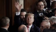 President Donald Trump waves after delivering his State of the Union address in the chamber of the US House of Representatives at the US Capitol Building on February 4, 2020. AFP / Olivier Douliery
 
 