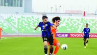Al Sailiya's Mohammad Faisal Abu Zraiq (left) vies for the ball possession with an Umm Salal player during their Amir Cup Round of 16 match yesterday.