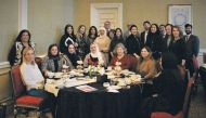 Director and members of the Qatari Businesswomen Association (QBWA) and members of the Qatari Businessmen Association (QBA); officials of Trade and Investment from British Embassy; officials of GWC and Vault Couture during an event.