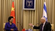 FILE PHOTO: Israeli President Reuven Rivlin meets with Vice Premier of China Liu Yandong at the presidential compound in Jerusalem on March 29, 2016. AFP/  Gali Tibbon