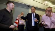 Irish Prime Minister Leo Varadkar grabs some popcorn as he waits at a count centre, during Ireland's national election, in Citywest, near Dublin, Ireland, February 9, 2020. Reuters/Lorraine O'Sullivan 