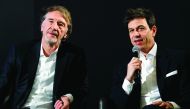 Ineos Chairman Jim Ratcliffe (L) and Mercedes AMG Petronas F1 Team's team principal Toto Wolff speak during a media event to reveal the team's new livery for the upcoming 2020 season, at the Royal Automobile Club in London on February 10, 2020. AFP / Tolg