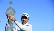 Nick Taylor of Canada poses with the trophy after winning the AT&T Pebble Beach Pro-Am at Pebble Beach Golf Links on February 09, 2020 in Pebble Beach, California. Chris Trotman/Getty Images/AFP
