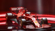 This photo taken and handout by the Ferrari Press Office on February 11, 2020 shows the new Ferrari Formula One SF1000 during its unveiling ceremony at Teatro Romolo-Valli in Reggio Emilia. AFP / FERRARI PRESS OFFICE 
