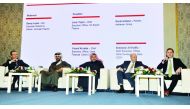 FROM LEFT: Dany Lopez, Non Executive Director & Adviser, Innovative Finance; Abdulaziz Al Khalifa, CEO of Qatar Development Bank (QDB); Yousuf  Mohamed Al Jaida, Chief Executive officer, QFC; Louis Taylor, Chief Executive Officer, UK Export Finance; and  