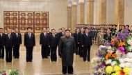 North Korean leader Kim Jong Un visits his father and former leader Kim Jong Il's mausoleum to mark the anniversary of the late leader's birth, in this undated photo released by North Korea's Central News Agency (KCNA) on February 15, 2020. KCNA/via REUTE