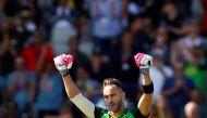 File photo: South Africa's Faf du Plessis celebrates reaching his century Action Images via Reuters/Jason Cairnduff
