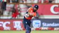 England's Moeen Ali bats during the 2nd T20 International Cricket match between South Africa and England held at the Hollywood bets Kingsmead Stadium in Durban on 14 February 2020. / AFP / Anesh Debiky