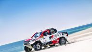 Overdrive Racing's Nasser Saleh Al Attiyah and his French navigator Matthieu Baumel in action in their Toyota Hilux in this file photo.