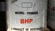 A tonne of nickel powder made by BHP Group sits in a warehouse at its Nickel West division, south of Perth, Australia August 2, 2019. Reuters/Melanie Burton