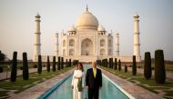 US President Donald Trump and first lady Melania Trump tour the historic Taj Mahal, in Agra, India, February 24, 2020. Reuters/Al Drago
 
 