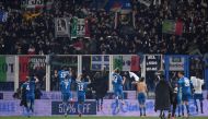 FILE PHOTO.  Juventus players celebrate after the match REUTERS/Alberto Lingria
