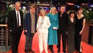 Directors Stephanie Chuat and Veronique Reymond pose with actors Nina Hoss, Lars Eidinger, Marthe Keller, Jens Albinus and Thomas Ostermeie as they arrive for the screening of the movie 