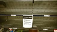 Shelves are empty of hand sanitiser in a supermarket in Sydney on March 4, 2020. AFP / PETER PARKS