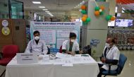FILE PHOTO: A health desk is set up to screen travelers for signs of the coronavirus at Maharaja Bir Bikram Airport in Agartala, India, January 31, 2020. REUTERS/Jayanta Dey/File Photo