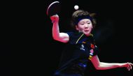Defending champion, Wang Manyu of China in action at Aspire Academy yesterday. Photo Courtesy: ITTF