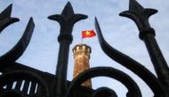 A Vietnamese national flag is seen at the Flag Tower of Hanoi, November 13, 2014. Reuters / Kham