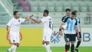 Al Sadd's Marco Fabian (left) celebrates with a team-mate after scoring a goal against Al Wakrah during yesterday's Amir Cup quarter-final at the Abdullah Bin Khalifa Stadium.