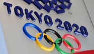 The logo for the Tokyo 2020 Olympic Games is seen in Tokyo on March 15, 2020. AFP / CHARLY TRIBALLEAU