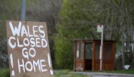 A sign reading 
