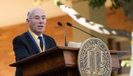 File photo: Philanthropist David Geffen speaks to graduates after receiving the UCLA Medal during the David Geffen School of Medicine at UCLA's Hippocratic Oath Ceremony in Los Angeles, California May 30, 2014. Reuters/Mario Anzuoni (UNITED STATES/File Ph