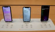 FILE PHOTO: Apple iPhone 11's are pictured inside of the Apple Store on Fifth Ave in the Manhattan borough of New York, New York, U.S., September 20, 2019. REUTERS/Carlo Allegri/File Photo

