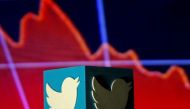 FILE PHOTO: A 3D printed Twitter logo is seen in front of displayed stock graph in this illustration picture made in Zenica, Bosnia and Herzegovina, February 3, 2016. REUTERS/Dado Ruvic/File Photo
