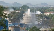 Smoke is seen at LG Polymers plant in Visakhapatnam, India, May 7, 2020. REUTERS/R Narendra