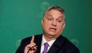  Hungarian Prime Minister Viktor Orban speaks during a business conference in Budapest, Hungary, March 10, 2020. REUTERS/Bernadett Szabo/File Photo
