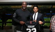 PSG Chairman Nasser Al Khelaifi poses with basketball icon Michael Jordan in this file photo. PIC: COURTESY PSG TWITTER HANDLE