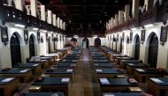Disposable beds made out of cardboard are seen at a makeshift quarantine area that has been constructed to treat patients inside St Xavier's college, during an extended lockdown to slow the spread of the coronavirus disease (COVID-19), in Mumbai, India, M