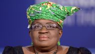 Nigeria's Finance Minister Ngozi Okonjo-Iweala listens to remarks during a discussion on 