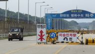 Tensions rise at a military checkpoint on the Unification Bridge near the demilitarized zone (DMZ) after the bombing of the joint liaison office by North Korea the day before on June 17, 2020 in Paju, South Korea. Jong-Hyun Kim - Anadolu
