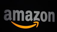 Amazon logo is seen on a podium during a press conference in New York, September 28, 2011.  AFP / Emmanuel DUNAND