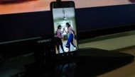 Geetha Sridha, 54, who used to post over a dozen videos on video-sharing app tiktok, and her daughter Sarada Sridhar are seen in a mobile phone's screen as they make a video that they said will upload on an Indian app, after India banned dozens of Chinese