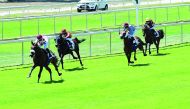 Sheail bin Khalifa Al Kuwari's Hadi de carrere, ridden by J Augé, reaching the finish line to win the Prix Tidjani, Group 3 for three-year-old Purebred Arabians at La Teste de Buch in France, yesterday. PIC: Robert Polin 