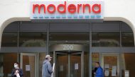 FILE PHOTO: A sign marks the headquarters of Moderna Therapeutics, which is developing a vaccine against the coronavirus disease (COVID-19), in Cambridge, Massachusetts, U.S., May 18, 2020. REUTERS/Brian Snyder/File Photo