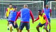 Al Rayyan players during a training session ahead of match against Al Arabi. 