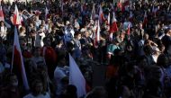 Participants attend an event marking the anniversary of the 1944 Warsaw Uprising against Nazi occupants in Warsaw, Poland August 1, 2020. Dawid Zuchowicz/Agencja Gazeta via REUTERS