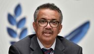 World Health Organization (WHO) Director-General Tedros Adhanom Ghebreyesus attends a news conference organized by Geneva Association of United Nations Correspondents (ACANU) amid the COVID-19 outbreak, caused by the novel coronavirus, at the WHO headquar