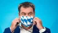 Bavarian State Prime Minister Markus Soeder leaves a news conference in Nuremberg, Germany, August 10, 2020. Nicolas Armer/Pool via Reuters/File Photo