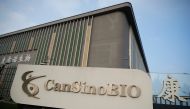 A logo of China's vaccine specialist CanSino Biologics Inc is pictured on the company's headquarters in Tianjin, following an outbreak of the coronavirus disease (COVID-19), China August 17, 2020. REUTERS/Thomas Peter