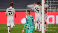 August 14, 2020 Barcelona's Marc-Andre ter Stegen looks dejected after Bayern Munich's Philippe Coutinho scored their eighth goal, as play resumes behind closed doors following the outbreak of the coronavirus disease (COVID-19) Manu Fernandez/Pool via REU