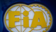This file photograph taken on June 20, 2019, shows the logo of the 'Federation Internationale de Automobile' (FIA - International Automobile Federation) is seen at the Circuit Paul Ricard in Le Castellet, southern France ahead of the Formula One Grand Pri