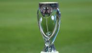 August 14, 2019 The UEFA Super Cup on display before the match REUTERS/Murad Sezer/File Photo
