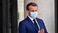 French President Emmanuel Macron receives Senegal President Macky Sall (not seen) at the Elysee Palace in Paris on August 26, 2020. Julien Mattia - Anadolu