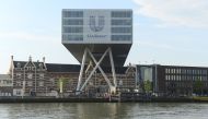 In this file photo taken on June 05, 2015 shows the logo of Unilever at the headquarters in Rotterdam. The hygiene and food giant Unilever announced on September 2, 2020 that it plans to invest 1 billion euros to 