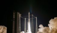 This handout photo taken and released on September 2, 2020 by European Space Agency (ESA) shows a wide view of the Vega rocket lift-off from Europe's Spaceport in Kourou, French Guiana. Europe's Vega rocket, carrying 53 small satellites, returned to the s